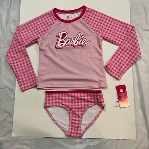 Mattel Barbie Pink Checkered Kids Rashguard Set